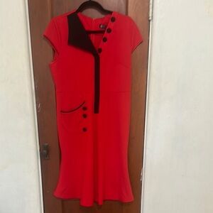 Red and black mini dress retro size 12
